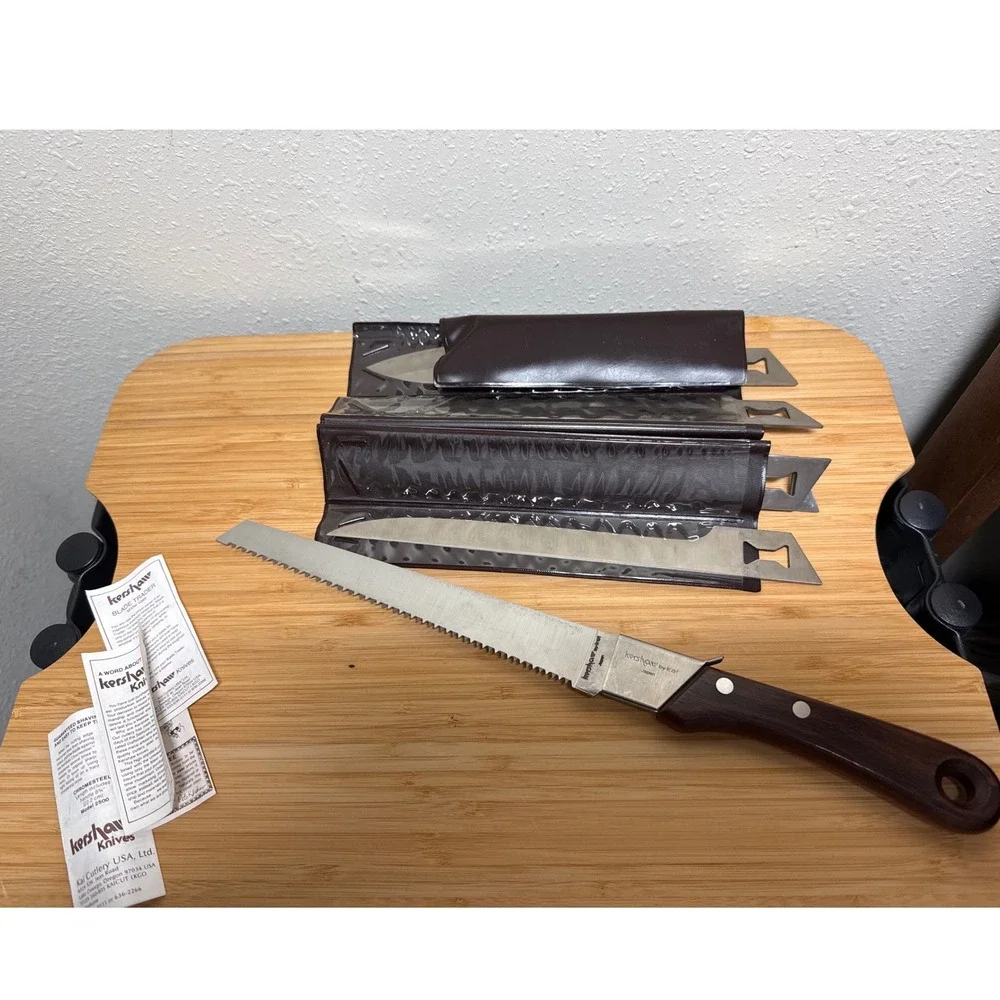 VTG Kershaw Blade Trader Knife Set Brown Rosewood 6 Interchangeable Blades